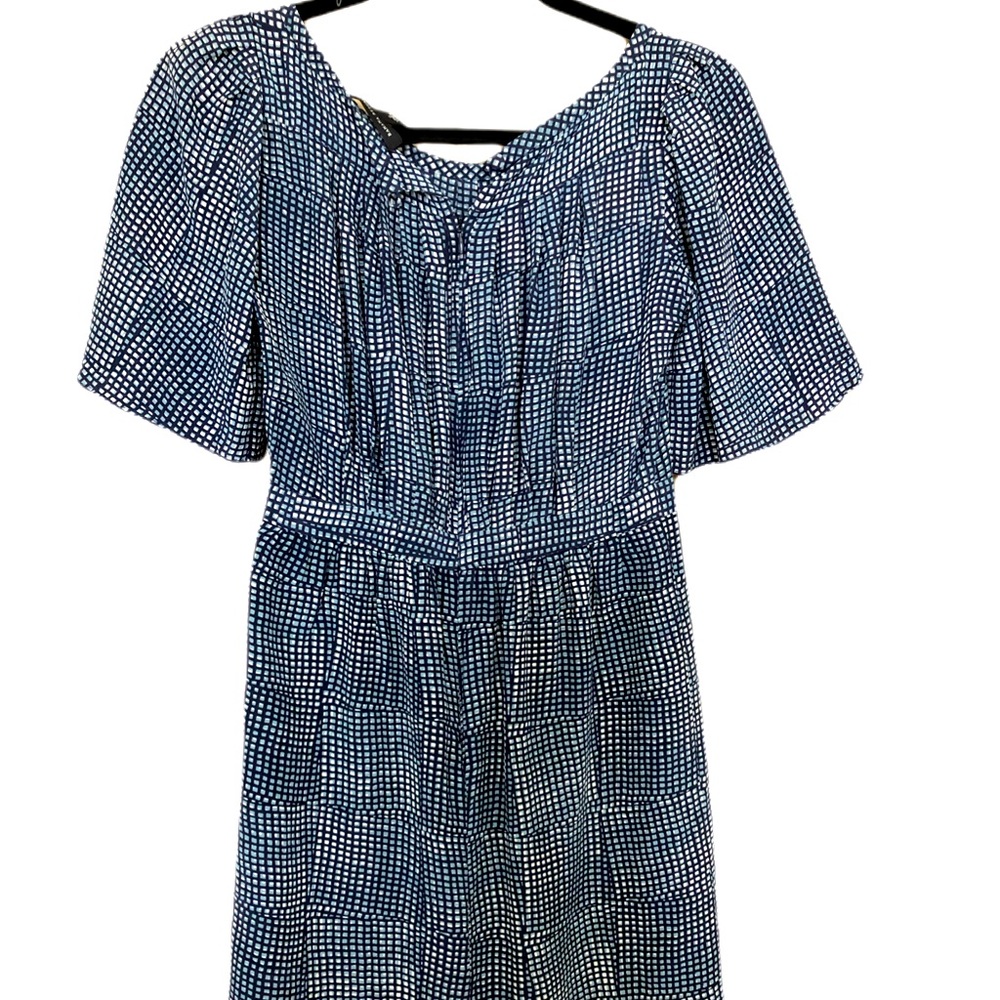 BANANA REPUBLIC BLU GEOMETRIC PRINT SILK DRESS 0